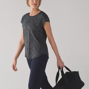 Lululemon Lost In Pace Short Sleeve tee shirt in Heathered Black size 4